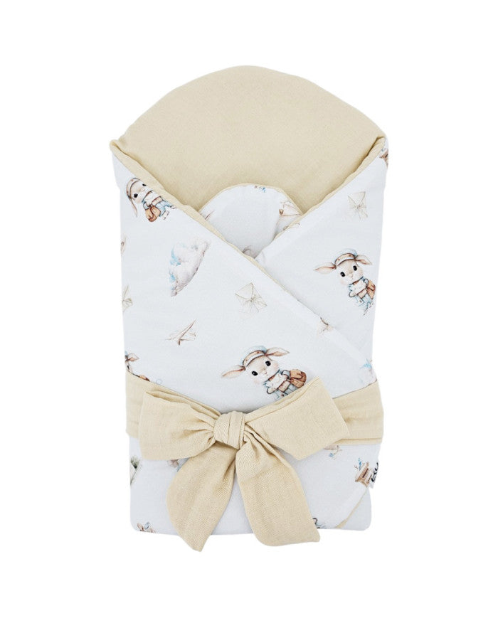 Printed Cotton+Muslin Swaddle Blanket with Coconut POSTMAN