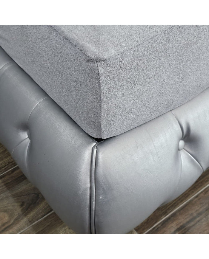 Badstoffen hoeslaken met elastiek 200x220x30 cm PALE GREY