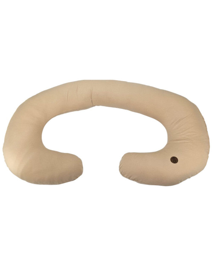 XL Jersey Nursing Pillow – J-Shape, Ergonomic Body Support CARAMEL